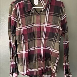 Vans Burgundy, Olive & Black Plaid Shirt